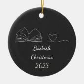 Schwarz & Weiß Buch Lover Line Kunst, Dunkel Keramik Ornament (Vorne)