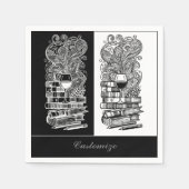 Schwarz-Weiß-Bücher und Wein 2 Serviette (Vorderseite)