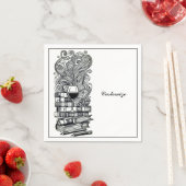 Schwarz-Weiß-Bücher und Wein 2 Serviette (Beispiel)