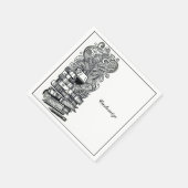Schwarz-Weiß-Bücher und Wein 2 Serviette (Ecke)