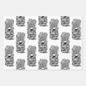 Schwarz-Weiß-Bücher und Wein Geschenkpapier Set (Vorderseite)