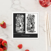 Schwarz-Weiß-Bücher und Wein Serviette (Beispiel)