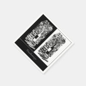 Schwarz-Weiß-Bücher und Wein Serviette (Ecke)