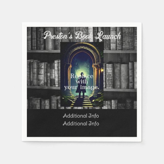 Schwarz-Weiß-Buchregale Serviette (Vorderseite)