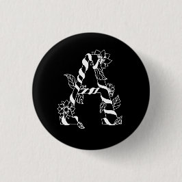 Schwarz-Weiß-Buchstabe "A" mit Twining-Blume Button