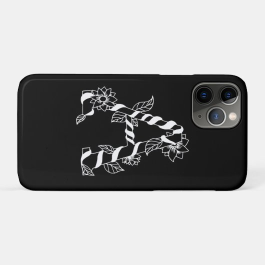 Schwarz-Weiß-Buchstabe "A" mit Twining-Blume Case-Mate iPhone Hülle (Rückseite (Horizontal))