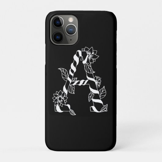 Schwarz-Weiß-Buchstabe "A" mit Twining-Blume Case-Mate iPhone Hülle (Rückseite)