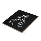 Schwarz-Weiß-Buchstabe "A" mit Twining-Blume Fliese (Seite)