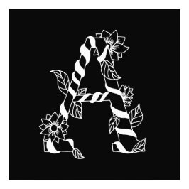 Schwarz-Weiß-Buchstabe "A" mit Twining-Blume Fotodruck