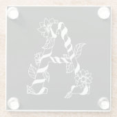 Schwarz-Weiß-Buchstabe "A" mit Twining-Blume Glasuntersetzer (Rückseite)
