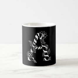 Schwarz-Weiß-Buchstabe "A" mit Twining-Blume Kaffeetasse
