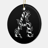 Schwarz-Weiß-Buchstabe "A" mit Twining-Blume Keramik Ornament (Links)
