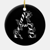 Schwarz-Weiß-Buchstabe "A" mit Twining-Blume Keramik Ornament (Hinten)