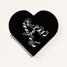 Schwarz-Weiß-Buchstabe "A" mit Twining-Blume Notizblock