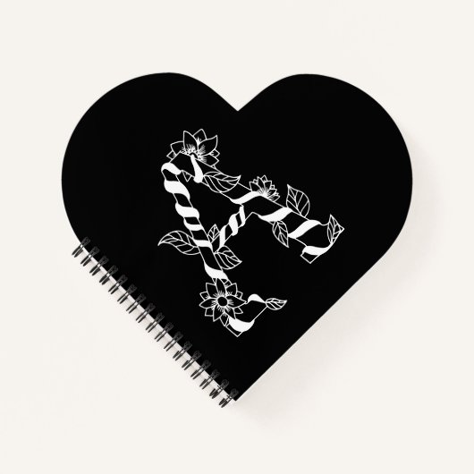 Schwarz-Weiß-Buchstabe "A" mit Twining-Blume Notizblock (Vorderseite)