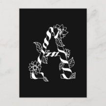 Schwarz-Weiß-Buchstabe "A" mit Twining-Blume