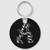 Schwarz-Weiß-Buchstabe "A" mit Twining-Blume Schlüsselanhänger (Vorderseite)