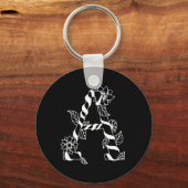 Schwarz-Weiß-Buchstabe "A" mit Twining-Blume Schlüsselanhänger (Vorderseite)