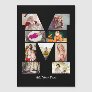 Schwarz-Weiß-Buchstabe M-Fotocollage Magnetkarte