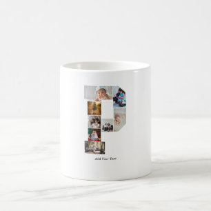Schwarz-Weiß-Buchstabe P-Fotocollage Kaffeetasse