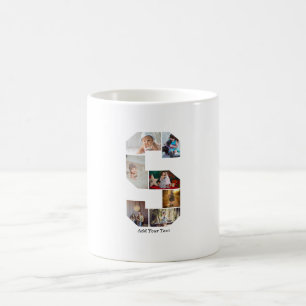 Schwarz-Weiß-Buchstabe S Foto-Collage Kaffeetasse