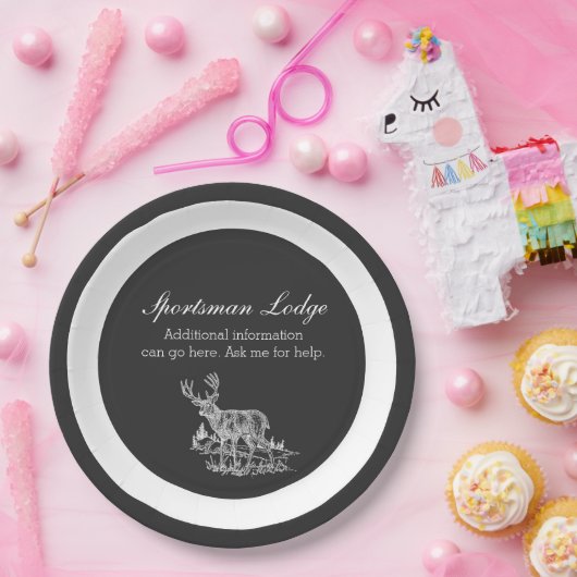 Schwarz-Weiß-Buck-Design Pappteller (Party)