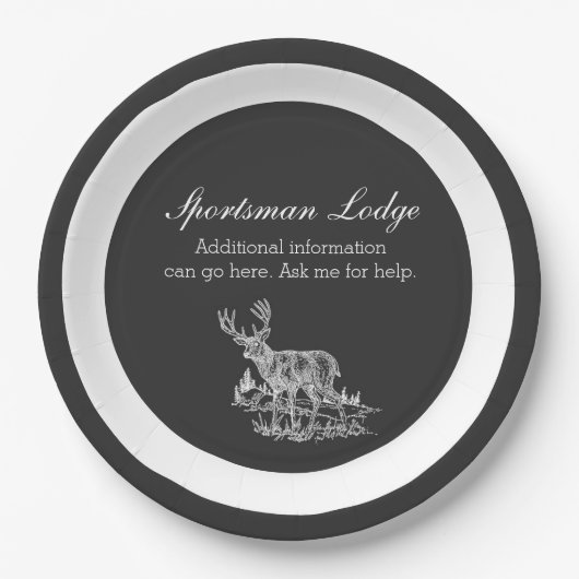 Schwarz-Weiß-Buck-Design Pappteller (Vorderseite)