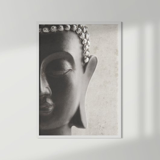 Schwarz-Weiß-Buddha-Gesicht-Poster Poster