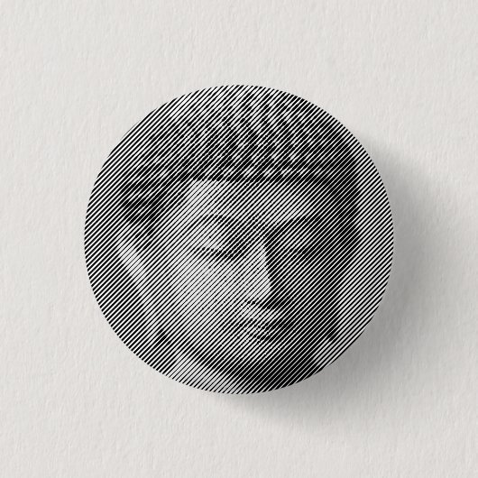 Schwarz-Weiß-Buddha-Gesichtsstatue, gebildet von L Button (Vorderseite)