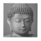 Schwarz-Weiß-Buddha-Gesichtsstatue, gebildet von L Fliese (Vorderseite)
