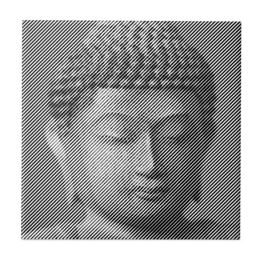Schwarz-Weiß-Buddha-Gesichtsstatue, gebildet von L Fliese (Vorderseite)