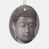 Schwarz-Weiß-Buddha-Gesichtsstatue, gebildet von L Keramik Ornament (Rechts)
