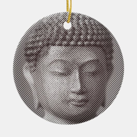 Schwarz-Weiß-Buddha-Gesichtsstatue, gebildet von L Keramik Ornament (Vorne)