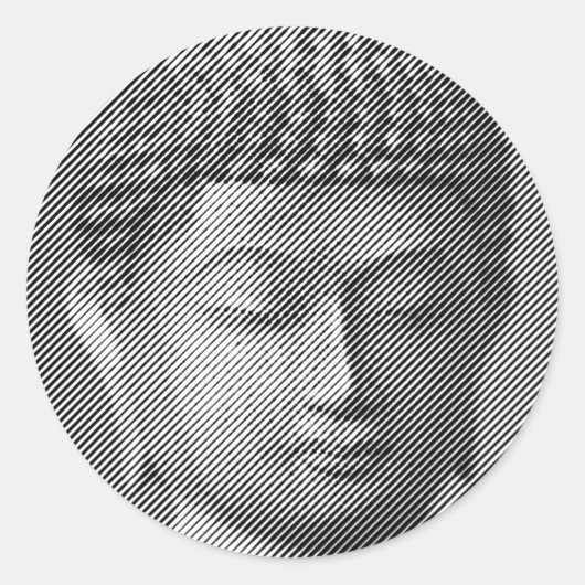 Schwarz-Weiß-Buddha-Gesichtsstatue, gebildet von L Runder Aufkleber (Vorderseite)