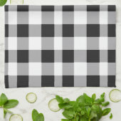 Schwarz-weiß Buffalo Gingham Karo Kariert Holiday Geschirrtuch (Gefaltet)