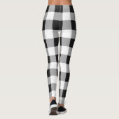 Schwarz-weiß Buffalo Gingham Karo Kariert Holiday Leggings (Rückseite)