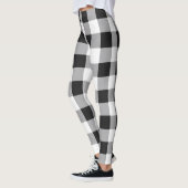 Schwarz-weiß Buffalo Gingham Karo Kariert Holiday Leggings (Links)