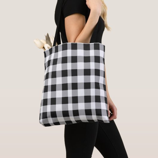 Schwarz-weiß Buffalo Gingham Karo Kariert Holiday  Tasche (Von Nahem)