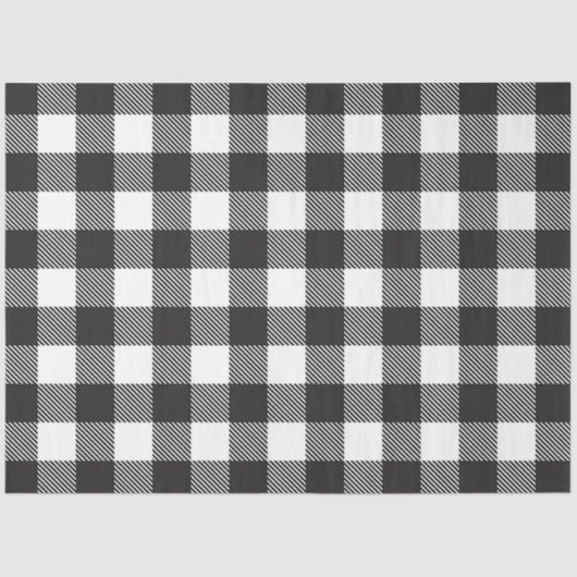 Schwarz-weiß Buffalo Gingham Karo Kariert Urlaub Seidenpapier (Vorderseite)