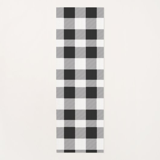 Schwarz-weiß Buffalo Gingham Karo Kariert Urlaub Yogamatte (Vorderseite)