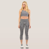 Schwarz-Weiß-Buffalo Kariert Capri Leggings (Vorderseite)