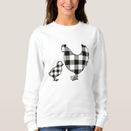 Schwarz-Weiß Buffalo Kariert Chickens Sweatshirt