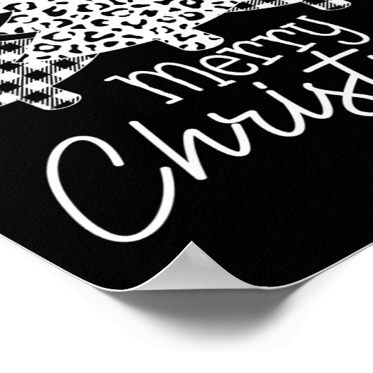 Schwarz-Weiß Buffalo Kariert frohe Weihnachten Wei Poster (Ecke)