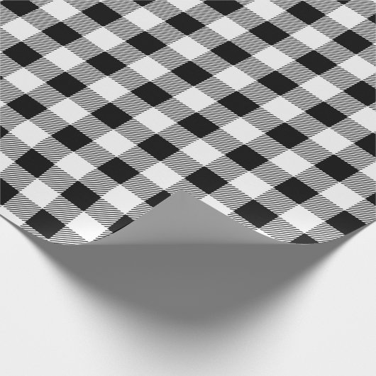 Schwarz-Weiß-Buffalo Kariert Geschenkpapier (Ecke)