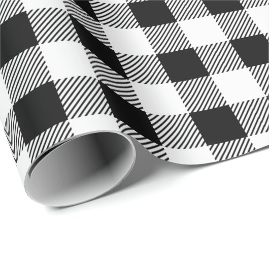Schwarz-Weiß-Buffalo Kariert Geschenkpapier (Rolleneckpunkt)