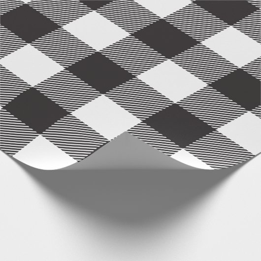 Schwarz-Weiß-Buffalo Kariert Geschenkpapier (Ecke)