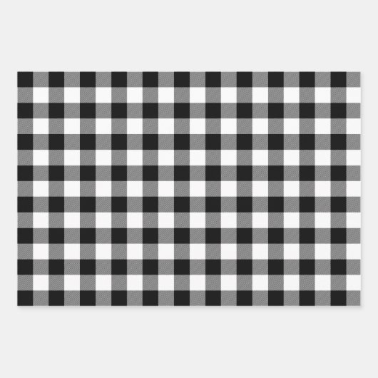 Schwarz-Weiß-Buffalo Kariert Geschenkpapier Set (Vorderseite)