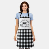 Schwarz-Weiß Buffalo Kariert Großmutter Küche Schürze (Getragen)