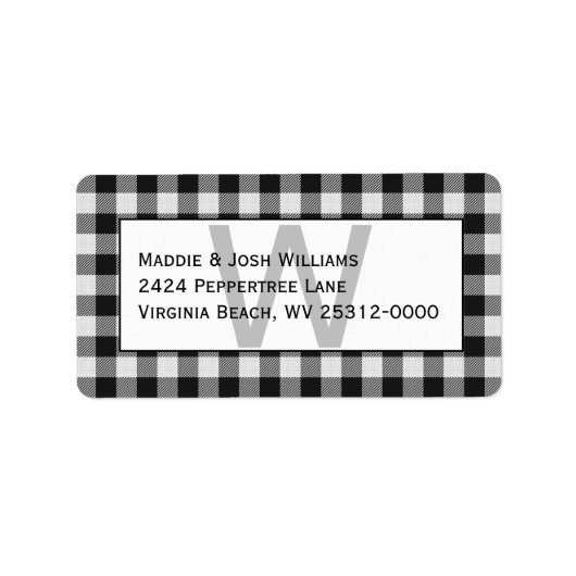 Schwarz-Weiß-Buffalo Kariert/Karos Personalisiert Adressaufkleber (Vorne)
