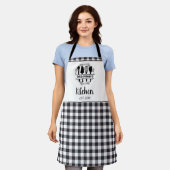 Schwarz-Weiß Buffalo Kariert Küche Name Schürze (Getragen)